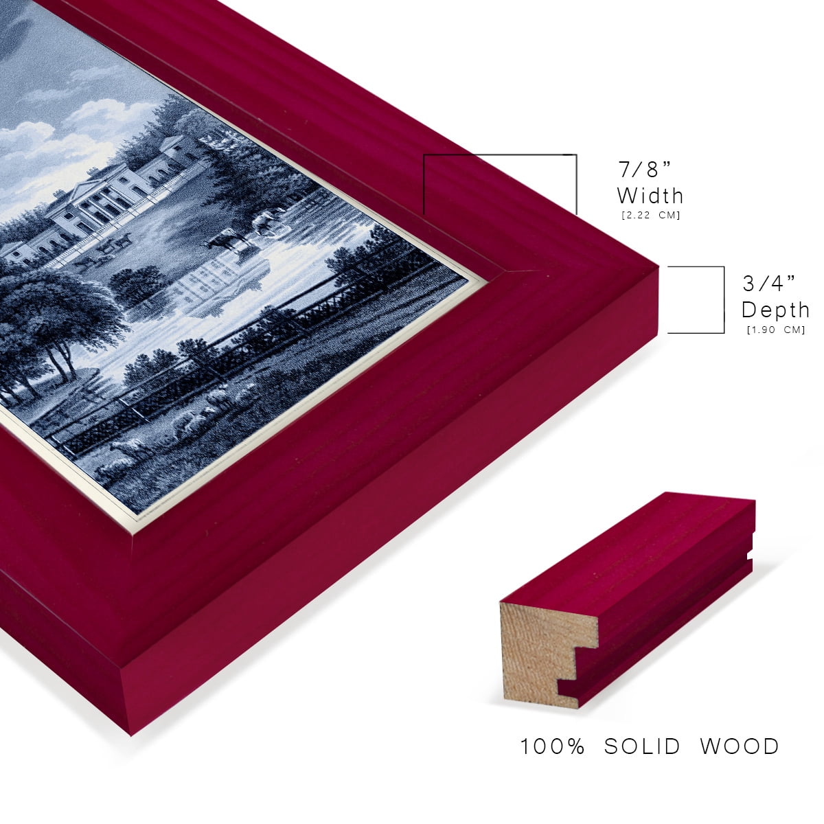 Estate View I -Framed Print w/glass-Cherry Red