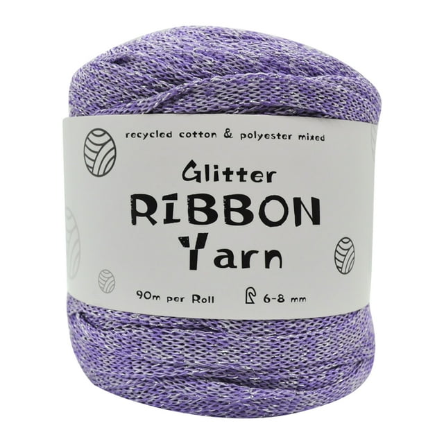 Coofit Ribbon Yarn Multi-purpose Glitter Handmade Knitting Yarn Crochet Yarn for Crafts