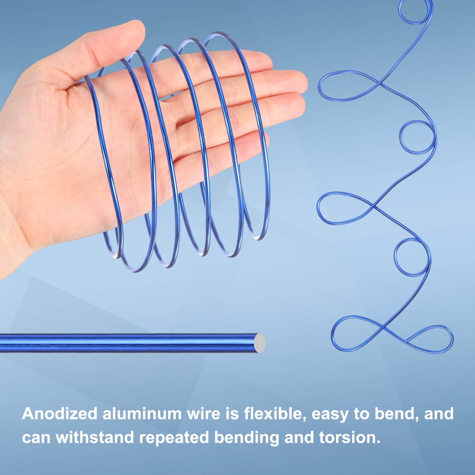 Uxcell 3 Roll Bonsai Wire 1/2/3mm Each Roll 32.8ft (10m) Anodized Aluminum Bonsai Wire for Gardening Tree Branch Fixing DIY Crafting, Sapphire Blue