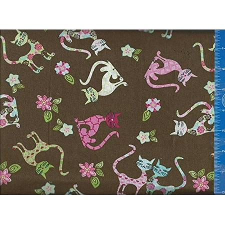 Custom Drapery - Window Curtain Valance Cats and Flowers Fabric, Handmade Custom Made By Lynns Draperies
