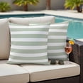 thumbnail image 4 of Sage Green Stripe Outdoor Waterproof Pillow Covers, Modern Simple Geometric White Striped Decorative Square Throw Pillowcase Sofa Cushion Sham for Patio/Couch/Chair, 16"x16" 2 Pack, 4 of 8