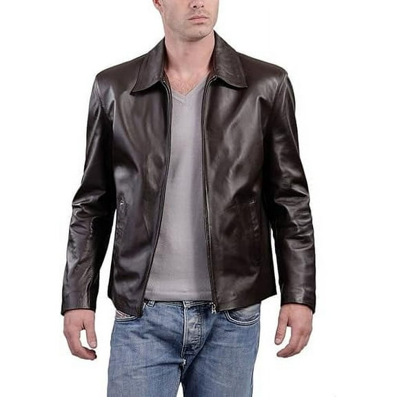 New Mens Brown Leather Jacket Slim fit Biker Motorcycle Genuine lambskin jacket A372