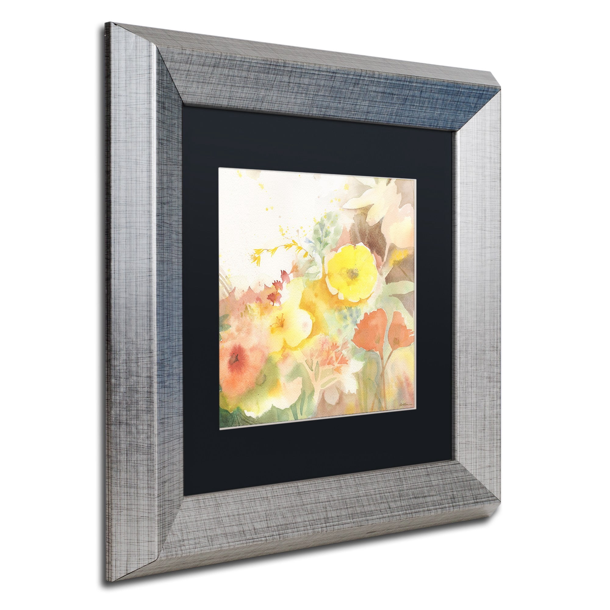 Trademark Fine Art "Yellow Path" Canvas Art by Sheila Golden, Black Matte, Silver Frame