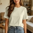 thumbnail image 2 of hotojiny Womens Summer Tops Solid Short Sleeve Casual T-Shirts Crew Neck Basic Tee Classic Fit Plain Tshirt for Every Day, 2 of 7