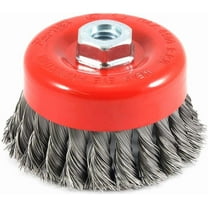 Forney Industries Knotted Cup Brush - Heavy-Duty Carbon Steel - 4-Inch by 5/8-11