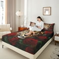 thumbnail image 4 of Manfei 3D Cheepah Twin Sheet Sets for Kids, Wildlife Leopard Animal Twin Fitted Sheet, Romantic Red Rose Flat Sheet, Super Cozy Room Decor, 3-Piece, 4 of 7