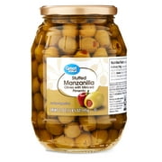 Great Value Stuffed Manzanilla Olives with Minced Pimento, 21 oz Jar