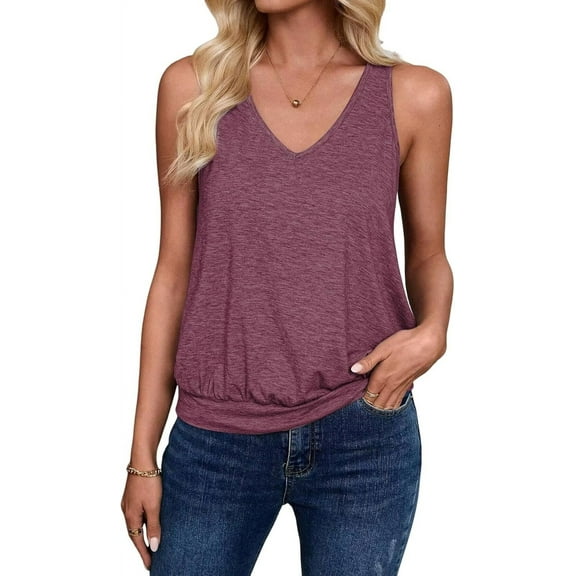 2024 Womens Fashion Tank Tops Spring Summer Clothes Casual V Neck Sleeveless Loose Fit Y2K Outfit Cute Cami Shirts