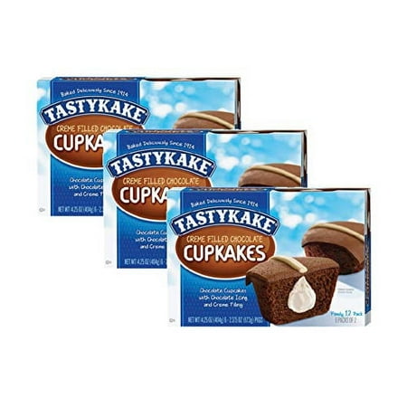 Tastykake Creme Filled Chocolate Cupkakes Family Size 12 Count 3-Pack