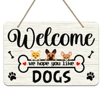 WaaHome Welcome We Hope You Like Dogs Sign 8"x12" Farmhouse Welcome Sign for Front Door Welcome Hanging Sign for Dogs Lovers Christmas Home Wall Art Decorations Housewarming Gift