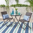 thumbnail image 4 of 3-Piece Folding Patio Bistro Set with Chairs, Brown Wicker Outdoor Dining Furniture for Patio, Garden, Balcony, 4 of 9