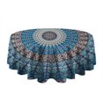 thumbnail image 5 of Round Waterproof Tablecloth 60×60 Inch, Boho Style Reusable Indoor/Outdoor Durable Table Cover for Party Kitchen Dinner Room Decor, 5 of 6