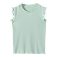 thumbnail image 3 of Ltctricy Girls' T-Shirts Fashion Summer Ruffle Sleeve Crew Neck Solid Color Sleeveless Tank Tops Soft Casual Tees, 3 of 3
