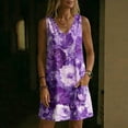 thumbnail image 6 of QUNYINEY Summer Sundresses for Women Beach Floral Sleeveless A Line Mini Tank Dress Casual with Pockets Loose Fit Beach V Neck Dresses, 6 of 7