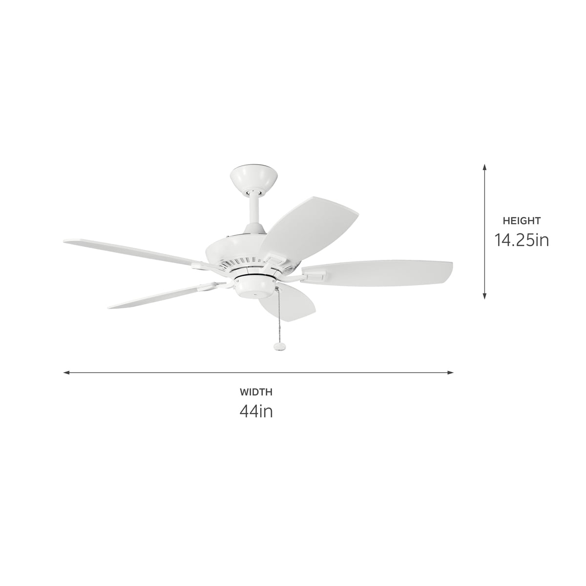 Kichler Canfield 44" White Ceiling Fan with Pull Chain