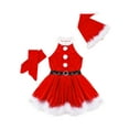 thumbnail image 3 of Zaldita Kids Girls Christmas Ballet Dance Dress Velvet Sleeveless Dress and Santa Hat Set Xmas Figure Red 6, 3 of 7