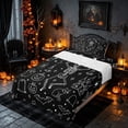 thumbnail image 3 of Homewish Halloween Skeleton Twin Sheets, Black Cat Castle Owl Bedding, Black White Orange, 3-Piece (1 Flat Sheet, 1 Fitted Sheet and 1 Pillowcase), 3 of 6