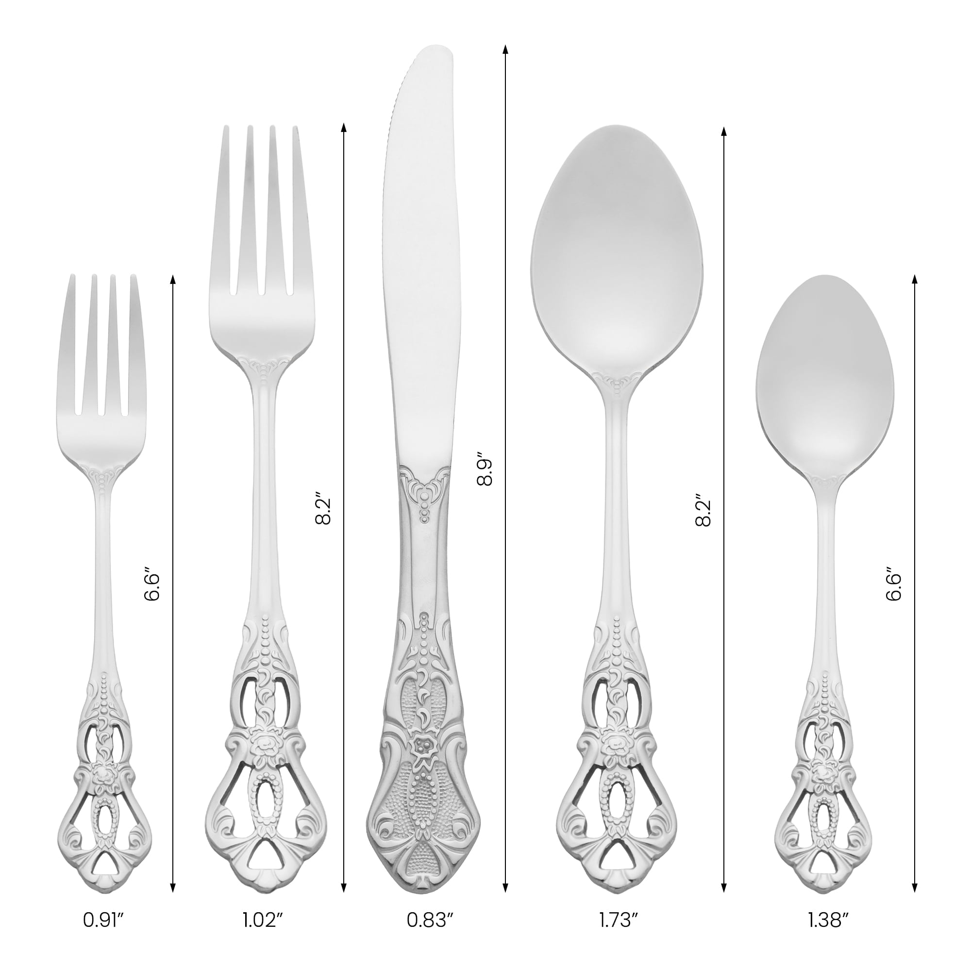 Unique Bargains 30 Piece Silverware Stainless Steel Flatware Set with Openwork Silver