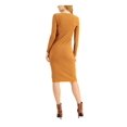 thumbnail image 2 of INC Womens Brown Stretch Ribbed Liner With Adjustable Straps Long Sleeve Crew Neck Midi Wear To Work Body Con Dress M, 2 of 4