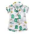 thumbnail image 1 of Pyjama en Soie pour Filles Imprimé Manches Courtes Ensemble de Hauts à Boutons Pyjama de Mode pour Filles Ensemble de Pyjama en Soie pour Filles Garçons Filles Mode, 1 of 3