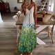 thumbnail image 1 of ICHUANYI Clearance Women's Summer Fashion Printed V-Neck Sleeveless Suspenders Pullover Dress(Green, M) Ichaunyi WER2023080815713, 1 of 4