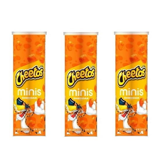 Cheetos Minis, Cheddar Flavored HHA1 Canisters, 3 Pack