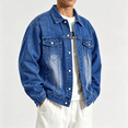 thumbnail image 6 of Akmaiox Men's & Big Men's Denim Jacket Button Up Long Sleeve Shirts Regular Fit Jean Trucker Jacket with Pockets Dark Blue XXXXL, 6 of 7