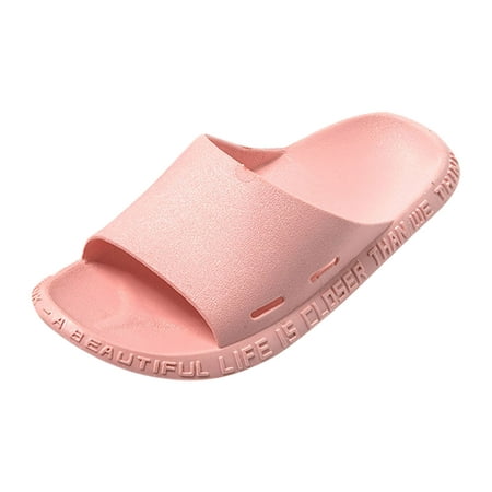 

SEMIMAY Women Slippers Fashionable New Pattern Simple Solid Color Side Letters Comfortable Flat Bottomed Slip On Slippers