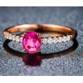 thumbnail image 3 of Classic 1.75 Carat Red Ruby 8x6mm Oval Cut And Moissanite Diamond Engagement Ring in 10k Rose Gold, 3 of 5