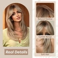 thumbnail image 3 of Long Black Wigs for Women Shouler-Length Black Mixed Blonde with Bangs Natural Synthetic Wig Hair Repalcement Wig for Daily Party Use, 3 of 11