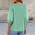 thumbnail image 6 of DENGDENG Embroidered Cotton Linen Tops for Women 3/4 Sleeve Summer Boho Peasant Gauze Blouses Dressy Casual Bohemian Shirts, #03 Light Green M, 6 of 7