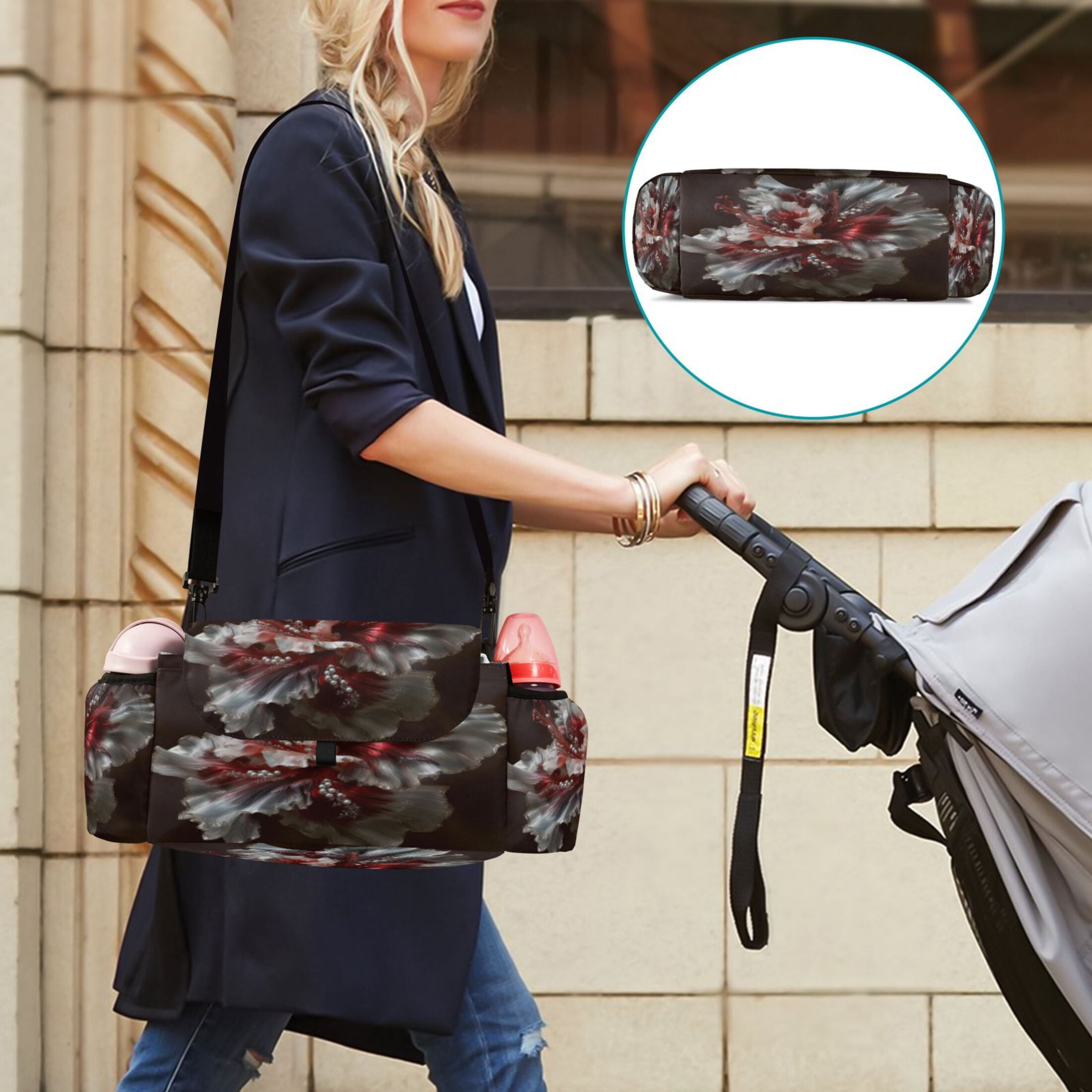 DIXRUYEE Stroller Organizer Ent Petal Reverie Printed