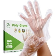 Comfy Package Poly Plastic Gloves Disposable Latex Free Food Prep Gloves, 100-Pack