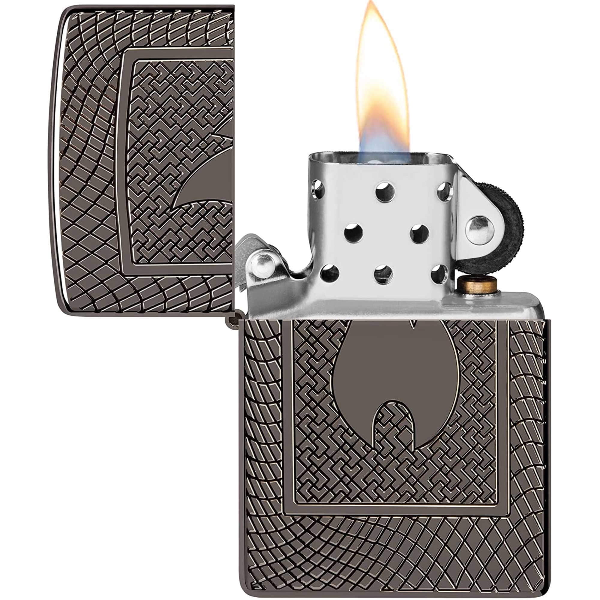 Zippo 48569 Flame Pattern Design Armor Black Ice Windproof Lighter