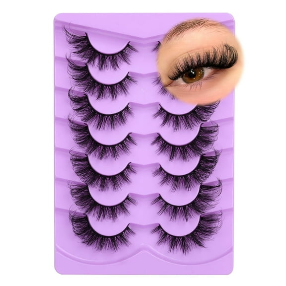Fox Eye Lashes Manga False Eyelashes 3D Wispy Cat Eye Wispy Anime Eyelashes Spiky Cosplay Fake Lashes Pack 7 Pairs