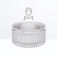 thumbnail image 3 of Crystal Glass Candy Jar Desktop Display Can Snacks Stoage Jar with Lid for Home Shop (Striped Clear Jar, Large, No. 8), 3 of 6