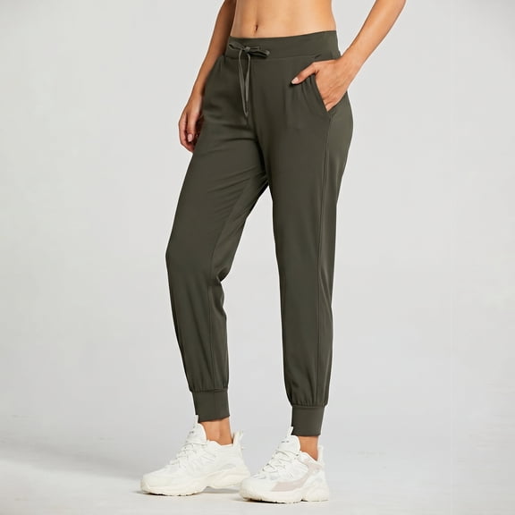 Women's Joggers Pants-Athletic Running with Pockets Tapered Casual Workout Pants Olive Green（Size XS-XXXL）
