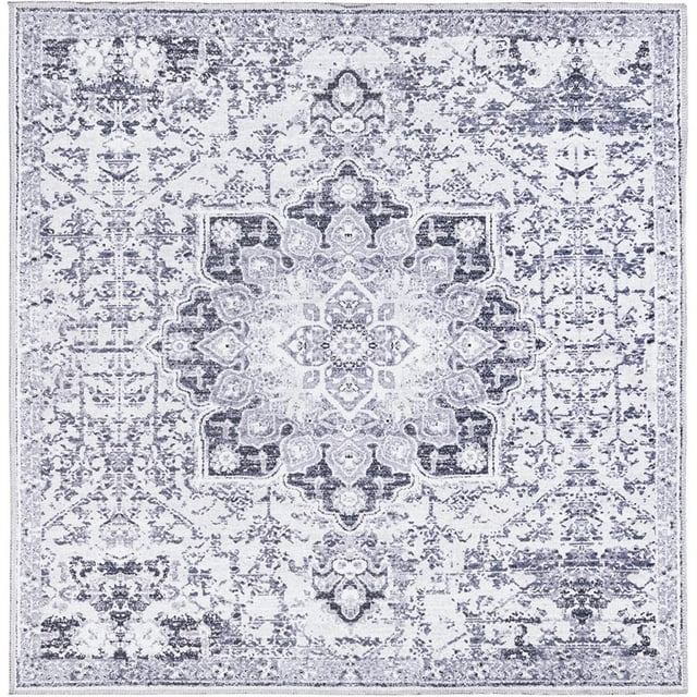 Unique Loom Renaissance Medallion Rug 7' 3 x 7' 3 Square Light Gray/Black