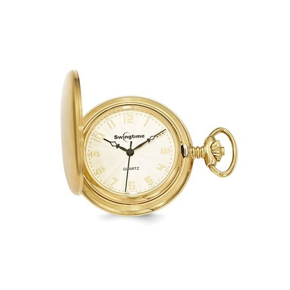 Gem & Harmony Gold Finish Brass Quartz 42mm Pocket Watch for Men