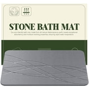 HBlife Stone Bath Mat, Diatomaceous Earth Bath Mat Bathmat, Non Slip Super Absorbent Quick Drying Diatomite Stone Bath Shower Mat for Bathroom, 23" x 15", Gray