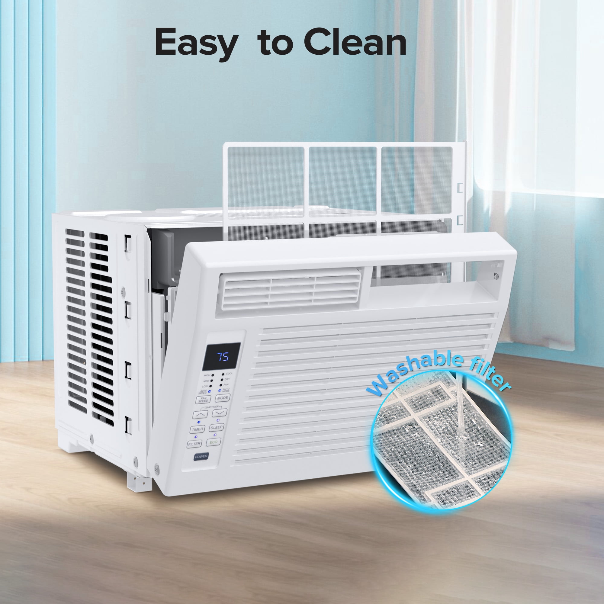 KISSAIR 6,000 BTU 115V U Shaped Window Air Conditioner, for Small Room AC Unit air conditioner Easy Installation, Cools up to 250 Sq. Ft