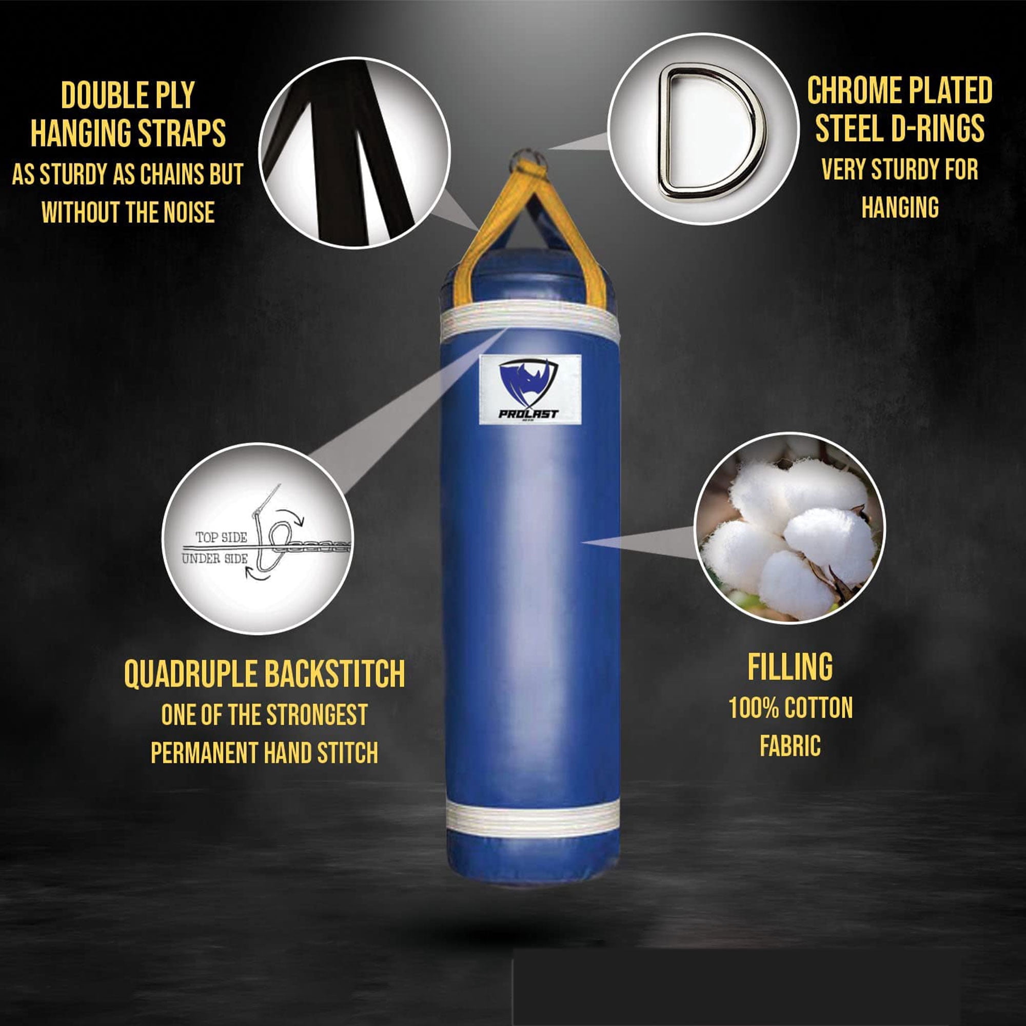 PROLAST 4 Feet Boxing MMA Training Unfilled Hanging Punching Bag, Blue