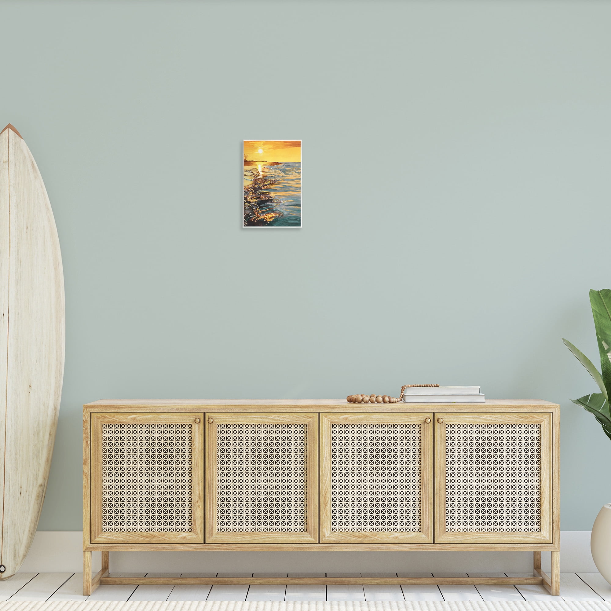 Stupell Industries Sunset over Beach Ripples Landscape Painting Unframed Art Print Wall Art, 10 x 15