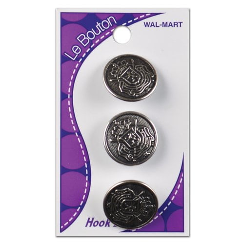 Le Bouton Antique Silver Shank Button, 3 Count