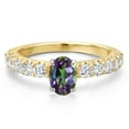 thumbnail image 3 of Gem Stone King 14K Two Tone Gold Green Mystic Topaz and Lab Grown Diamond Engagement Ring for Women | 1.65 Cttw | Oval 7X5MM | Gemstone November Birthstone | Size 8, 3 of 6
