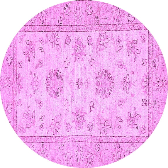 Ahgly Company Indoor Round Oriental Purple Traditional Area Rugs, 7' Round