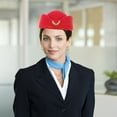thumbnail image 2 of Women Air Azawess Hat Hoolen Ajuste de vuelo Hat Azafata Casquillo para disfraces Cosplay Rendimiento musical - Tamaño M (rojo), 2 of 4