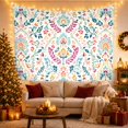 thumbnail image 2 of Ornate Botanical Medallions on Soft Sky-Blue Background, Mystical Boho for Flower Lovers, Traditional Stylized Floral Wall Art, Housewarming Gift Tapestry Wall Hanging for Bedroom and Living Room, 2 of 6