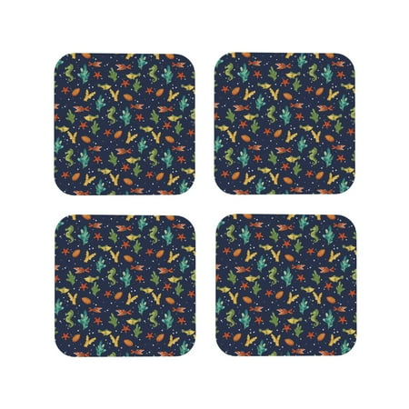 

Tideii Shells and Seaweed for Leather Coasters 4 Pieces Anti-fouling and Anti-scalding Decorative Coasters Suitable for Restaurants Kitchens Coffee Shops-Square