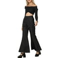 thumbnail image 2 of Allegra K High Waist Wide Leg Cargo Pants for Women's Bell Bottom Pants with Pockets, 2 of 5